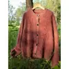 Novo Cardigan de Malha 100% Caxemira Pura Estilo Coreano Outono e Inverno Gola Redonda Solto Grosso Escovado Jaqueta Top Feminino