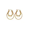 Pendientes Redondos Huecos de Estilo Minimalista Europeo y Americano con Diseño Único, Pendientes de Personalidad de Nicho, Pendientes Casuales Modernos Versátiles Venta al por Mayor