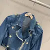 Chaqueta de Mezclilla con Cremallera Larga de Manga Larga Diseño Retro Otoño 2026 Transfronteriza para Mujer, Top Corto Holgado, Chaqueta Biker