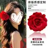 Celebridad de Internet Misma Flor Roja Grande para la Cabeza Tarjeta para el Cabello de Año Nuevo Accesorios para Fotos Accesorios para Transmisiones en Vivo Pinza Lateral de Flor Pasador
