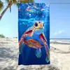 Toalha de Banho de Secagem Rápida Absorvente de Água Estilo Oceano Azul de Verão Microfibra Desenho Animado Tartaruga Estrela do Mar Toalha de Praia