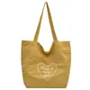 Bolsa de mano casual de un solo hombro color dopamina con letras en forma de corazón, bolsa de mano de alta calidad para estudiantes universitarios