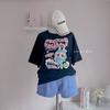 Camiseta holgada de manga corta con estampado para niña, estilo informal, a la moda y antiedad, bonita y combinable para verano
