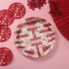 Platos de Papel Desechables Festivos para Bodas, Banquetes de Boda, Platos para Dulces y Frutas Secas, Platos Rojos para Cena de Compromiso y Boda