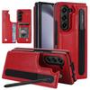 Capa Adequada para Samsung Z Fold8 Ultra Celular Dobrável com Fivela Dupla, Suporte para Caneta, Porta-Cartões, Capa de Couro de Cor Sólida