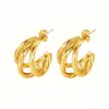 Nuevos Pendientes Europeos y Americanos de Acero de Titanio para Mujer Moda de Alta Gama Pendientes Geométricos Empalmados Pendientes Transfronterizos de Acero Inoxidable Venta al Mayoreo al Contado