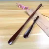 Personas Mayores Usan Levantadores de Zapatos de Mango Largo de Madera de Durazno para Uso en Casa, Calzadores de Madera Maciza para Mujeres Embarazadas