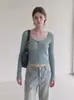 Cárdigan corto de punto bordado estilo americano picante para mujer, nuevo top de punto de manga larga para mujeres petite, principios de otoño 6301