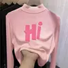 Y2430# top de manga larga de terciopelo con cuello medio alto para otoño e invierno de niñas, nuevo para niños, cálido, dulce, casual, camiseta básica, moderno