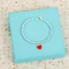 Nova Pulseira Clássica de Contas de Amor para Mulheres Banhada a Prata Esmalte Coração de Pêssego Vermelho Azul Rosa Três Cores Corrente de Contas de Buda para Mulheres Atacado