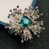 Broche de cristal esmeralda retrô europeu e americano, acessórios de broche de alta qualidade para indústria pesada, lote de acessórios para alfinetes femininos