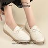 Zapatos de Mujer de Tirar Zapatos Pequeños de Piel 2025 Nuevos Mocasines Casuales Versátiles Planos Suela Suave Zapatos de Madre Zapatos para Mediana Edad y Mayores