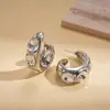 Pendientes Geométricos Metálicos Brillantes Transfronterizos Europeos y Americanos, Pendientes de Lujo Ligero de Gama Alta, Pendientes de Diseño Exagerado de Nicho para Mujer
