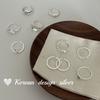 Anillo Abierto de Flor Geométrica de Aguamarina de Plata de Ley 925 Coreano para Dedo Índice de Mujer Estilo Ins de Nicho Combinación Fría
