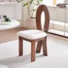 Mesa de Comedor y Sillas Vintage Estilo Francés Wabi-Sabi, Sillas de Comedor de Madera Maciza para Comedor del Hogar, Silla con Respaldo de Sirena en Forma de Llave, Taburete de Maquillaje