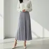Falda plisada negra para ir al trabajo para mujer, diseño plisado, cintura alta, efecto adelgazante, falda midi para mujer, falda midi plisada solar