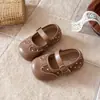 Nueva Colección Primavera y Otoño 2026: Zapatos Mary Jane Planos para Niña con Lazo, Suela Suave, Estilo Princesa, Moda Coreana, Zapatos de Piel, Estilo Preppy