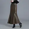 Nova Saia Versátil Lisa Simples para Mulheres 2026 Outono Estilo Coreano Moda Cintura Alta Emagrecedora Longa Sereia Tendência