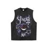 Estilo americano rua retro vintage cartoon impresso colete sem mangas dos homens lavado vestido colete sem mangas t-shirt
