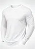 Camiseta de manga larga para hombre, cuello redondo, color liso, retro, lavada, otoño e invierno, casual, exportación, con efecto desgastado