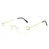 Populares Gafas de Sol Cuadradas Sin Marco con Borde Cortado para Mujer, Montura Metálica Fina Gafas Decorativas, Estilo Callejero Modernas Gafas de Sol Degradadas