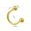 Binkes F136 Aleación de Titanio Dorado Diamante Incrustado Forma de U Perforación de Cartílago Pendiente de Oreja Versátil Anillo de Nariz Anillo de Ombligo Joyería