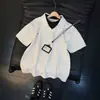 Camiseta Masculina de Verão Estilo Americano, Falsa Duas Peças, Com Studs, Desconstruída, Gola Polo, Manga Curta, Design Único, Peso Pesado e Estruturada, Manga Meia