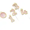 Tarjeta decorativa con lentejuelas huecas para hornear pasteles, arcoíris, cumpleaños, digital, para bebé de un año, fiesta, pastel, tarjeta para vestir