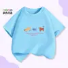 Camiseta Infantil de Verão Estilo Coreano, Top Ins de Manga Curta para Meninos e Meninas, Moda com Estampa de Desenho Animado para Meninos, Venda por Atacado Disponível