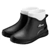 Botas de Lluvia de Moda Transfronterizas de Caña Corta para Mujer, Zapatos Impermeables de Caña Baja, Zapatos de Goma de Caña Baja para Cocina, Botas de Agua para Lavado de Autos, Botas de Lluvia con Forro de Algodón