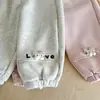 Pantalones de Chándal con Forro Polar para Niñas Transfronterizos Otoño e Invierno Ropa Nueva para Niños Encaje Dibujos Animados Pantalones Largos Elegantes Pantalones Jogger para Niños Pequeños