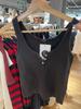 Regata Bm Style Waffle Novo Americano Três Botões Cintura Alta Slim Barra Desfiada Regata Interna Top Feminino Tendência