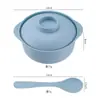 Juego de Bol para Cazuela y Cuchara de Paja de Trigo Creativo Bol para Comida Complementaria Infantil Bol de Arroz Cubiertos para Alimentar Pequeño Regalo Estampar Logo