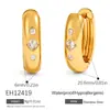 Brincos Yuhui de Aço Titânio Transfronteiriços em Forma de C Semicírculo com Diamantes, Estilo Milênio, Banhados a Ouro Real 18K, Brincos de Aço Inoxidável à Prova d'Água