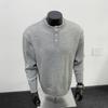 Suéter de Punto Grueso Estilo Maniquí para Otoño, Cuello Redondo con Cuello Henry, Versátil, Casual, con Cuello de Botones para Usar en Capas