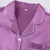 Comercio Electrónico Transfronterizo Europeo y Americano Cárdigan de Satén para Pijama de Verano Solapa Manga Corta Pantalón Largo Conjunto de Ropa para el Hogar para Mujer Venta al por Mayor
