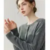 Estilo minimalista~Suéter cardigã de gola redonda 100% caxemira pura feminino solto malha simples cor sólida peça externa top