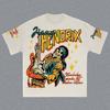 Camisa Casual de Manga Corta para Hombre con Estampado de Letras y Personajes de Moda Europea y Americana, Estilo Hip-Hop Gótico con Estampado de Patrones Grandes Punk