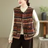 Fotos reales de la colección otoño/invierno 2026: nuevo chaleco de borrego estilo retro para mujer, con franjas contrastantes y que proporciona calor
