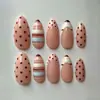 30 Peças Venda Quente Diária Transfronteiriça Unhas Postiças Pontas de Unha Cor Rosa Doce Manicure Francesa Arco-Íris Bolinhas Amêndoa Atacado