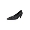 Sapatos de Couro de Ovelha com Bico Baixo para Mulheres, Sapatos de Salto Fino, Novo Estilo Primavera e Verão, Couro Genuíno Bico Quadrado Cor Sólida para o Trabalho com Salto Alto, Sapatos de Bico Baixo