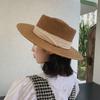 Sombrero de Paja para Mujer Estilo Japonés Sombrero Protector Solar para Hombre y Mujer con Ala Plana Sombrero Parasol Estilo Coreano Sombrero de Copa Azul de Moda Sombrero de Verano para el Sol