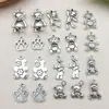 Liga de Prata Antiga Urso de Brinquedo Série de Animais Pingente Charme DIY Pulseira Colar Chaveiro Acessórios de Joias