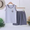 Conjunto de Chaleco de Algodón para Niños para Verano, Chaleco sin Mangas y Shorts, para Niños Mayores, Estudiantes, Pijama de Niña, Ropa para Casa