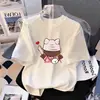 Camiseta de Algodão Puro de Manga Curta para Meninas 2026 Novo Estilo de Verão Top de Algodão Puro para Menininhas Roupas de Verão Estilosas de Meia-Manga para Crianças Ins