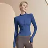Roupas de Yoga Roupa Esportiva Feminina Slim Fit Justa Manga Longa Cardigan Alta Elasticidade Respirável Ciclismo ao Ar Livre Levantamento de Peso Corrida Fitness