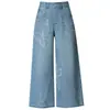 3183 Pantalones Vaqueros Cortos de Flor de Mariposa para Mujeres de Mediana Edad, Tallas Grandes, Pierna Ancha, Sueltos, para Mediana Edad y Mayores, Verano Delgados Estilo Nuevo