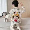 Pijama para niño primavera y otoño 2026 modelo nuevo, algodón puro, conjunto fino de manga larga para niños, niños y adolescentes, nueva colección de otoño