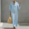 Verão 2026 Novo Estilo Europeu e Americano Comércio Exterior Moda Feminina Elegante Cor Sólida Vestido Longo Francês