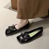 Zapatos Planos Retro Estilo Británico con Talla de Borla y Lazo, Punta Redonda, Sin Cordones, Bajos